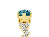 Yellow gold Marquise Cut Blue Topaz Scattered Round Accent Ring with Prong Setting_17