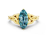 Yellow gold Marquise Cut Blue Topaz Solitaire Celtic Knot Ring with Four-Prong Setting_12