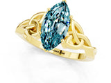 Yellow gold Marquise Cut Blue Topaz Solitaire Celtic Knot Ring with Four-Prong Setting_13
