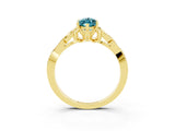 Yellow gold Marquise Cut Blue Topaz Solitaire Celtic Knot Ring with Four-Prong Setting_15