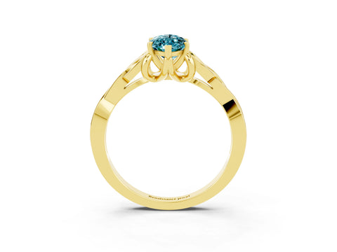 Yellow gold Marquise Cut Blue Topaz Solitaire Celtic Knot Ring with Four-Prong Setting_15