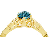 Yellow gold Marquise Cut Blue Topaz Solitaire Celtic Knot Ring with Four-Prong Setting_16