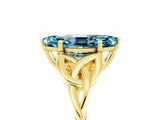 Yellow gold Marquise Cut Blue Topaz Solitaire Celtic Knot Ring with Four-Prong Setting_17