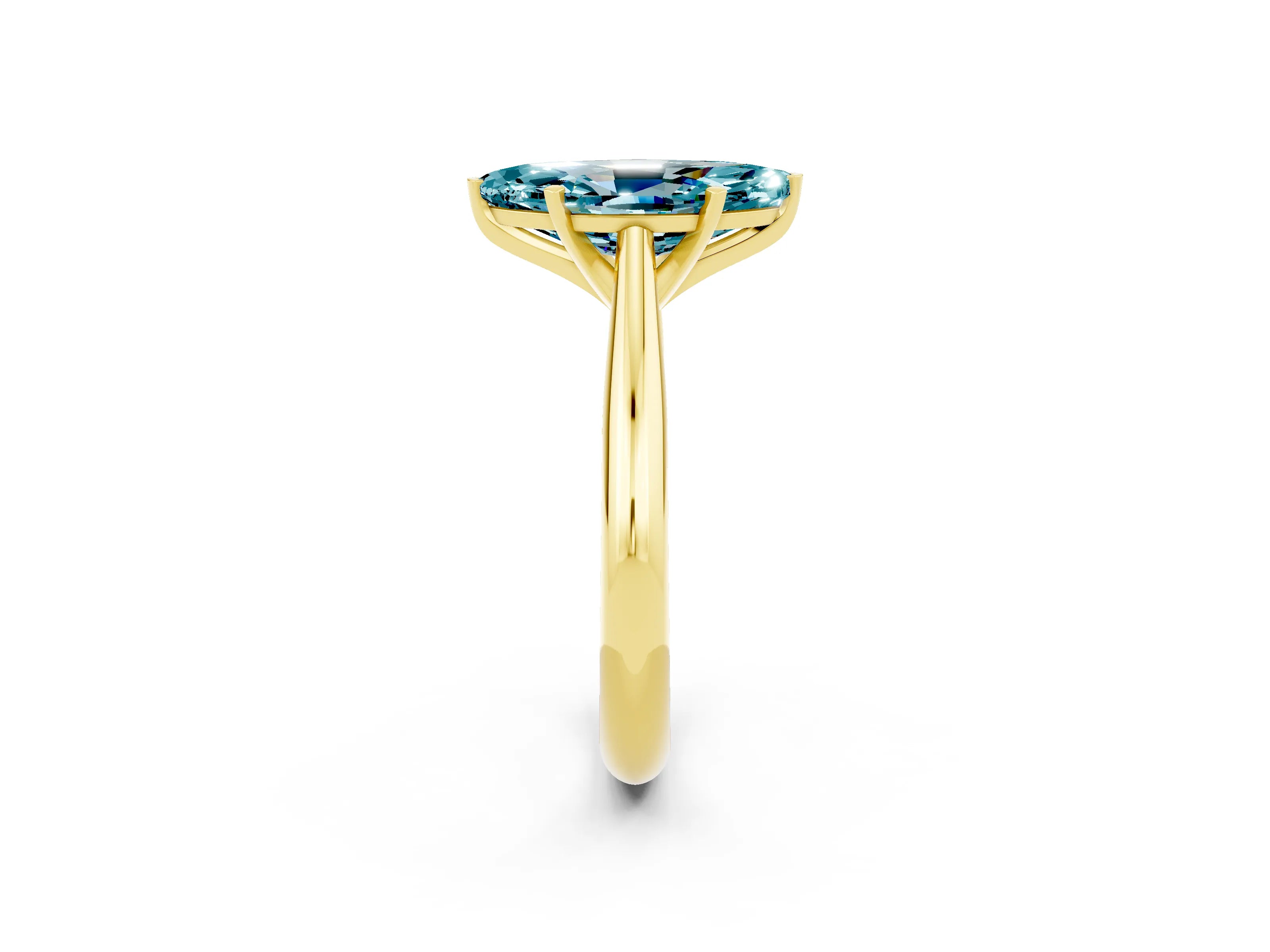 Yellow gold Marquise Cut Blue Topaz Solitaire Engagement Ring with Cathedral Setting and Four-Prong Mount_14