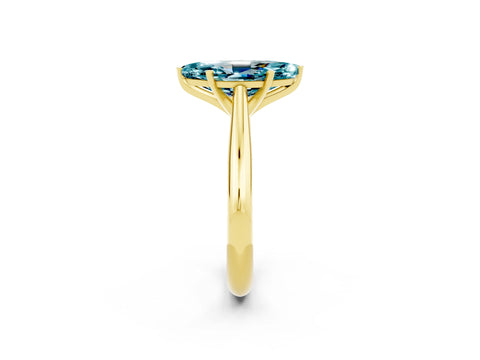 Yellow gold Marquise Cut Blue Topaz Solitaire Engagement Ring with Cathedral Setting and Four-Prong Mount_14