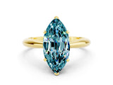 Yellow gold Marquise Cut Blue Topaz Solitaire Engagement Ring with Cathedral Setting and Four-Prong Mount_24