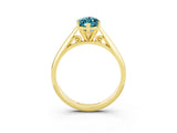 Yellow gold Marquise Cut Blue Topaz Solitaire Engagement Ring with Cathedral Setting and Four-Prong Mount_27