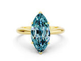 Yellow gold Marquise Cut Blue Topaz Solitaire Engagement Ring with Cathedral Setting and Four-Prong Mount_30