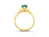 Yellow gold Marquise Cut Blue Topaz Solitaire Engagement Ring with Cathedral Setting and Four-Prong Mount_33