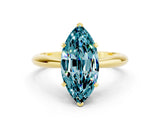 Yellow gold Marquise Cut Blue Topaz Solitaire Engagement Ring with Cathedral Setting and Four-Prong Mount_78