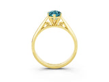 Yellow gold Marquise Cut Blue Topaz Solitaire Engagement Ring with Cathedral Setting and Four-Prong Mount_81