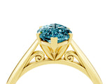 Yellow gold Marquise Cut Blue Topaz Solitaire Engagement Ring with Cathedral Setting and Four-Prong Mount_82
