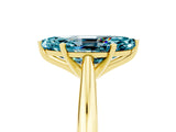 Yellow gold Marquise Cut Blue Topaz Solitaire Engagement Ring with Cathedral Setting and Four-Prong Mount_83