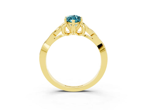 Yellow gold Marquise Cut Blue Topaz Solitaire Engagement Ring with Celtic Knot Band and Four-Prong Setting_3