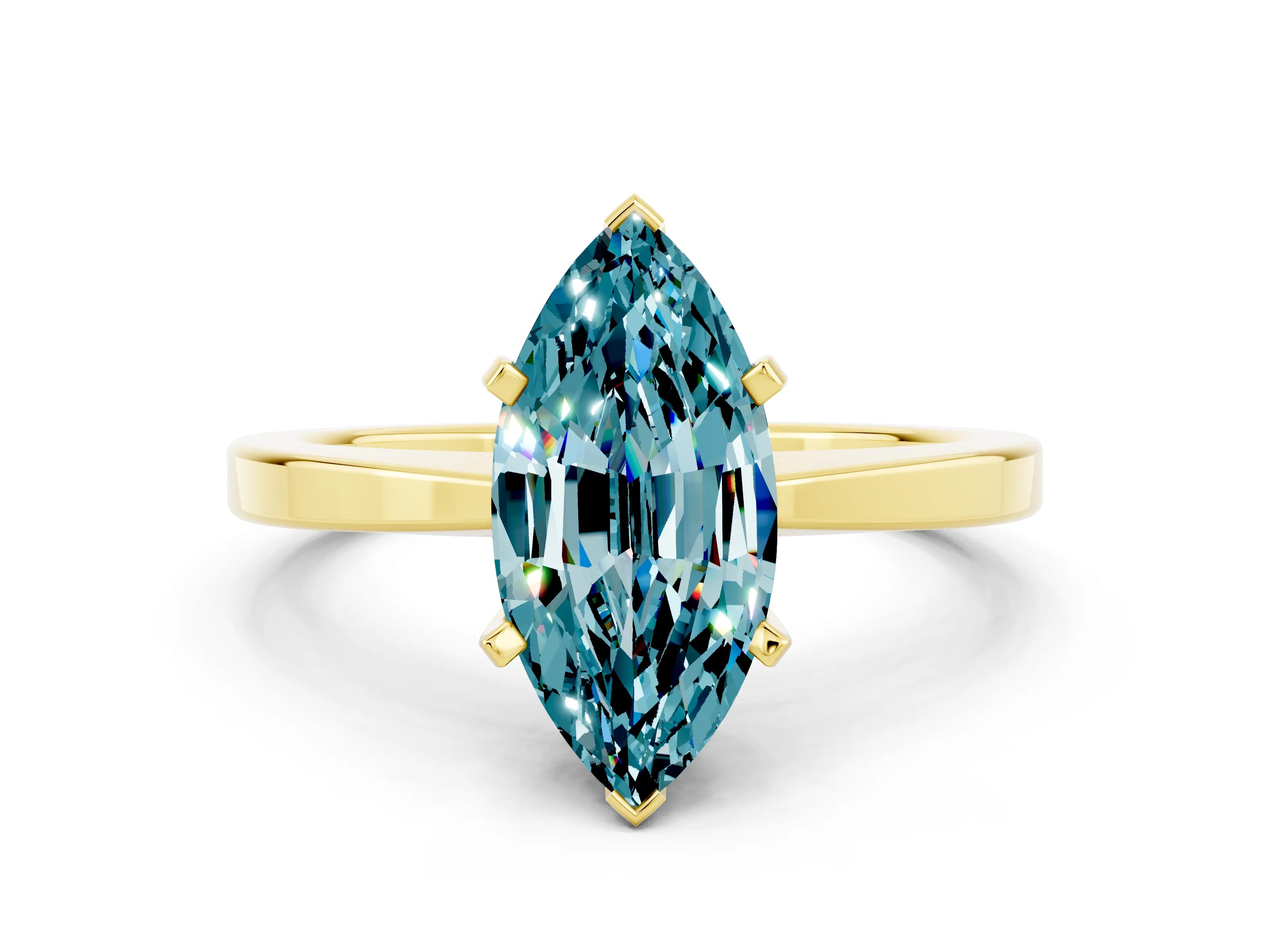 Yellow gold Marquise Cut Blue Topaz Solitaire Engagement Ring with Classic Band and Four-Prong Setting_36