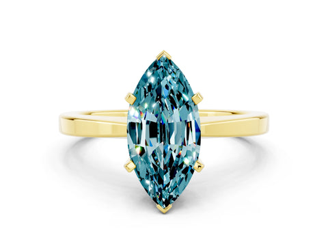 Yellow gold Marquise Cut Blue Topaz Solitaire Engagement Ring with Classic Band and Four-Prong Setting_36