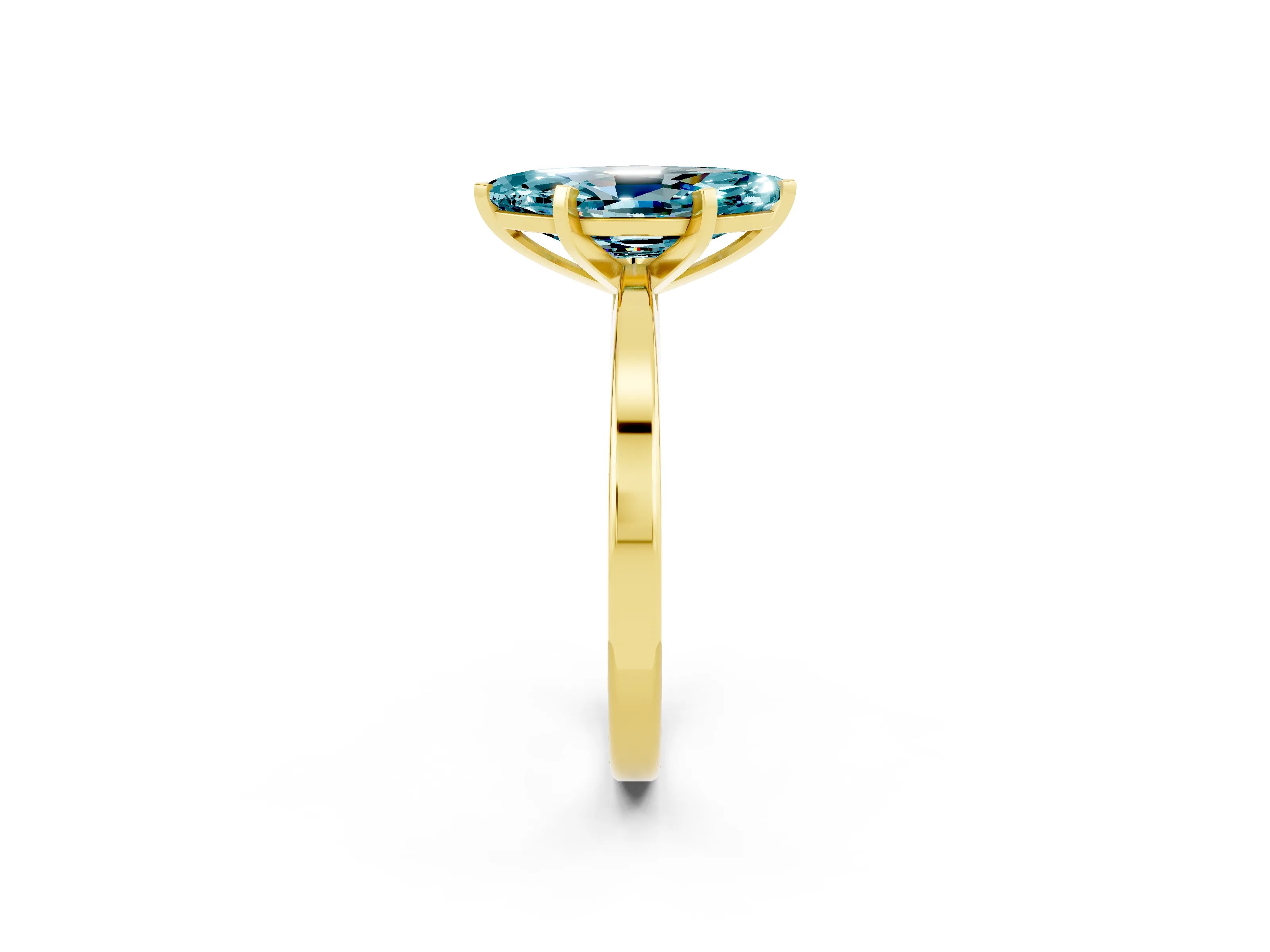 Yellow gold Marquise Cut Blue Topaz Solitaire Engagement Ring with Classic Band and Four-Prong Setting_38