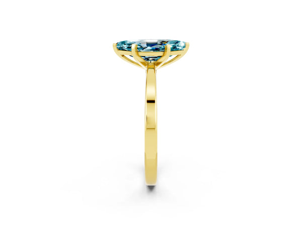 Yellow gold Marquise Cut Blue Topaz Solitaire Engagement Ring with Classic Band and Four-Prong Setting