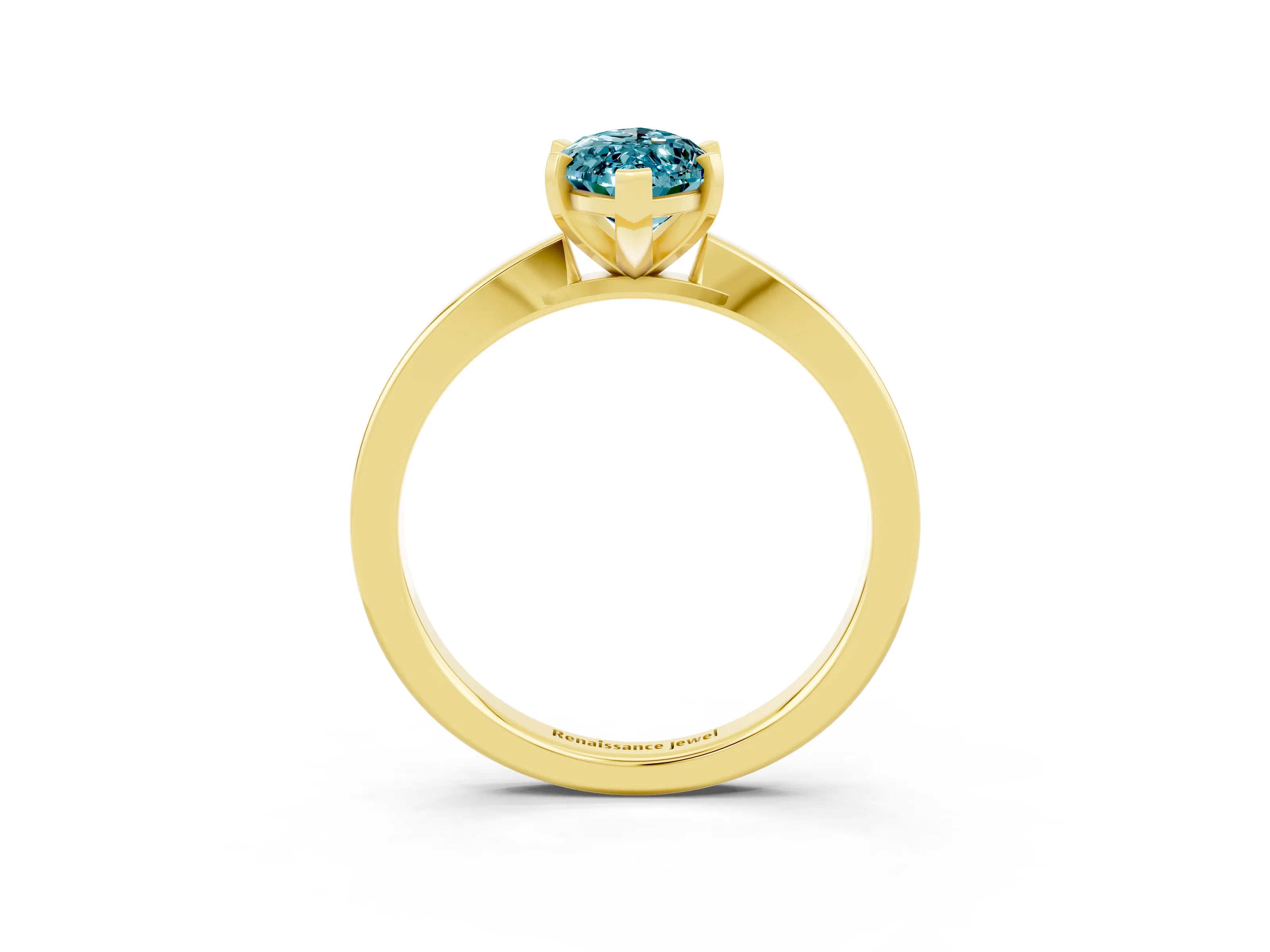 Yellow gold Marquise Cut Blue Topaz Solitaire Engagement Ring with Classic Band and Four-Prong Setting_39