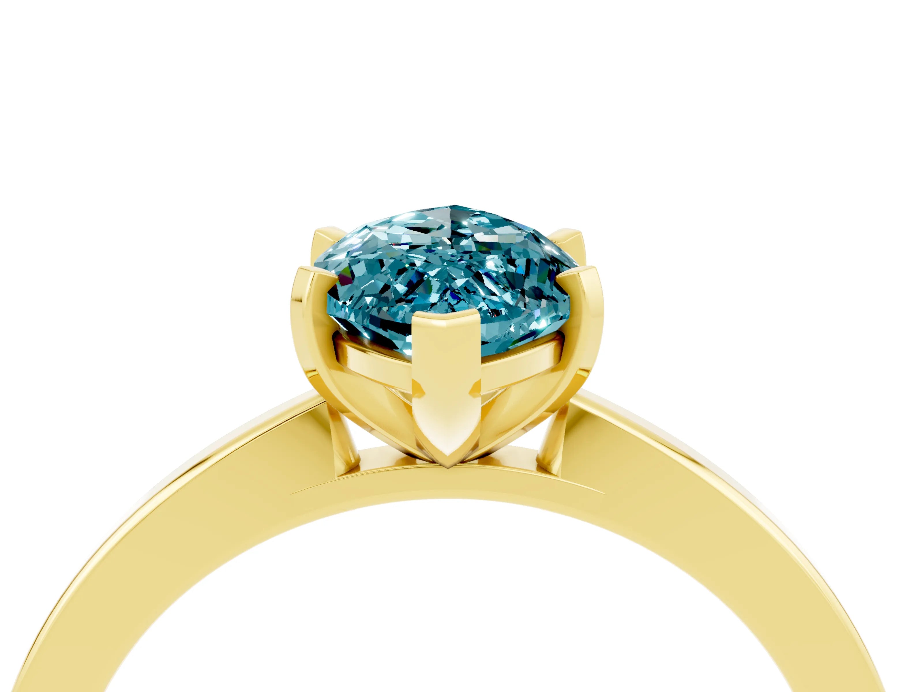 Yellow gold Marquise Cut Blue Topaz Solitaire Engagement Ring with Classic Band and Four-Prong Setting_40