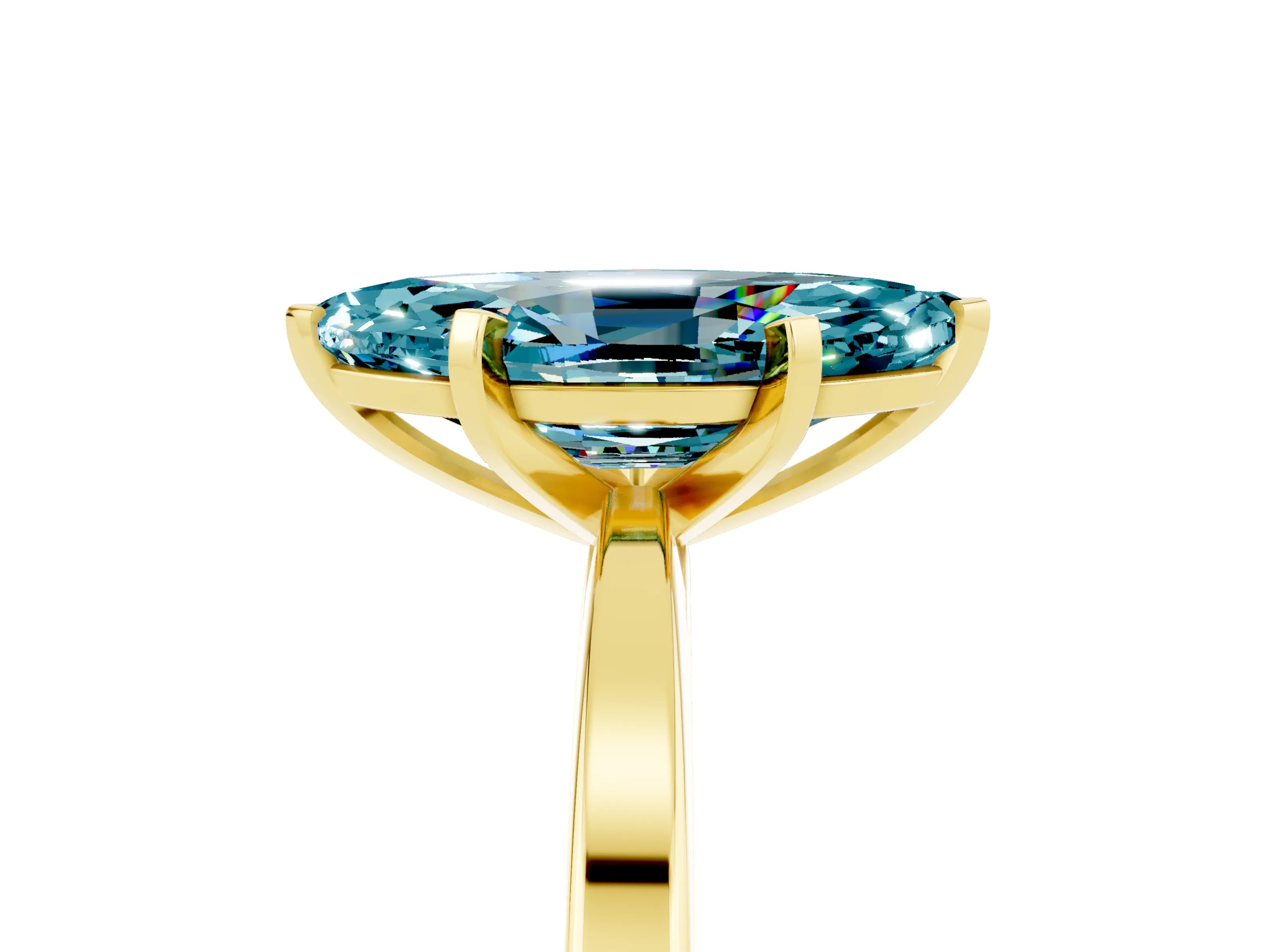 Yellow gold Marquise Cut Blue Topaz Solitaire Engagement Ring with Classic Band and Four-Prong Setting_41