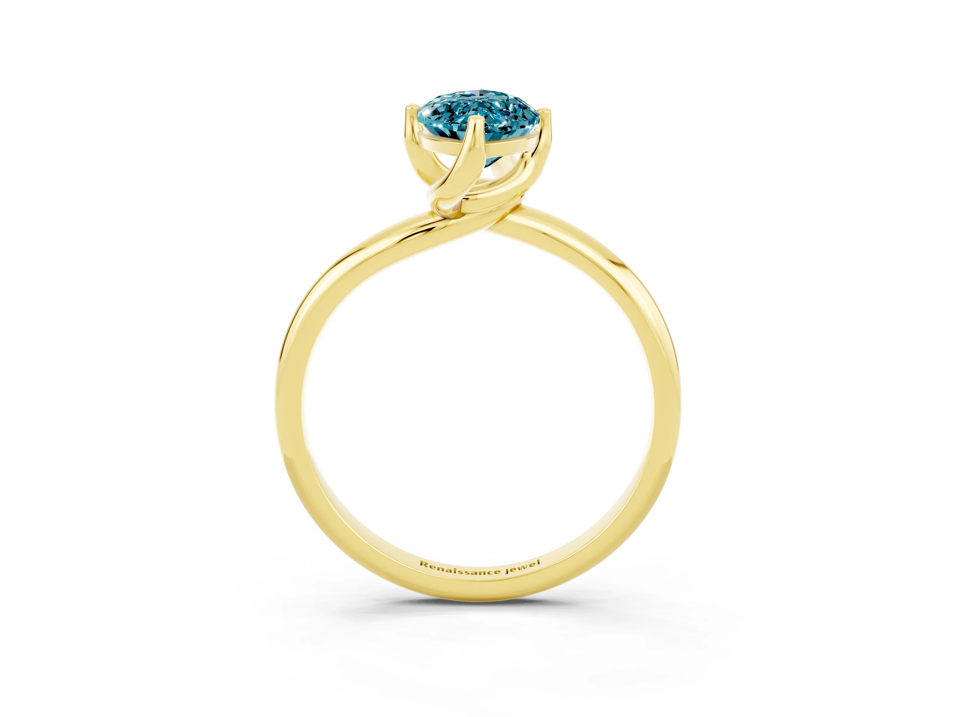 Yellow gold Marquise Cut Blue Topaz Solitaire Engagement Ring with Four-Prong Setting and Classic Band_15