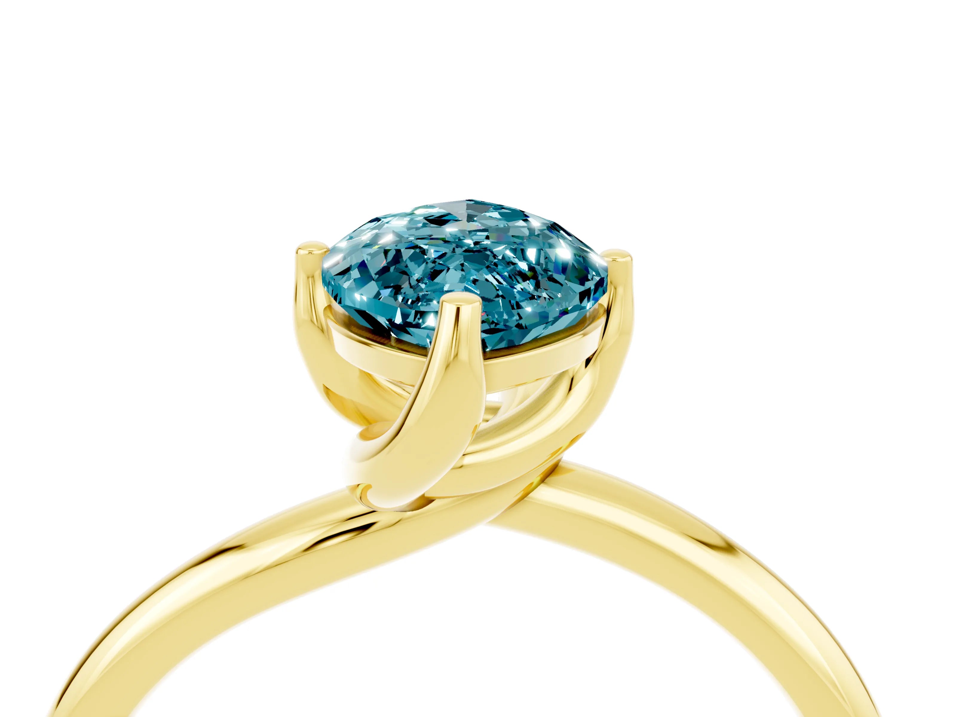 Yellow gold Marquise Cut Blue Topaz Solitaire Engagement Ring with Four-Prong Setting and Classic Band_16
