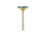Yellow gold Marquise Cut Blue Topaz Solitaire Engagement Ring with Pavé Band and Four-Prong Setting_2