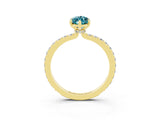Yellow gold Marquise Cut Blue Topaz Solitaire Engagement Ring with Pavé Band and Four-Prong Setting_3