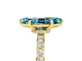 Yellow gold Marquise Cut Blue Topaz Solitaire Engagement Ring with Pavé Band and Four-Prong Setting_5