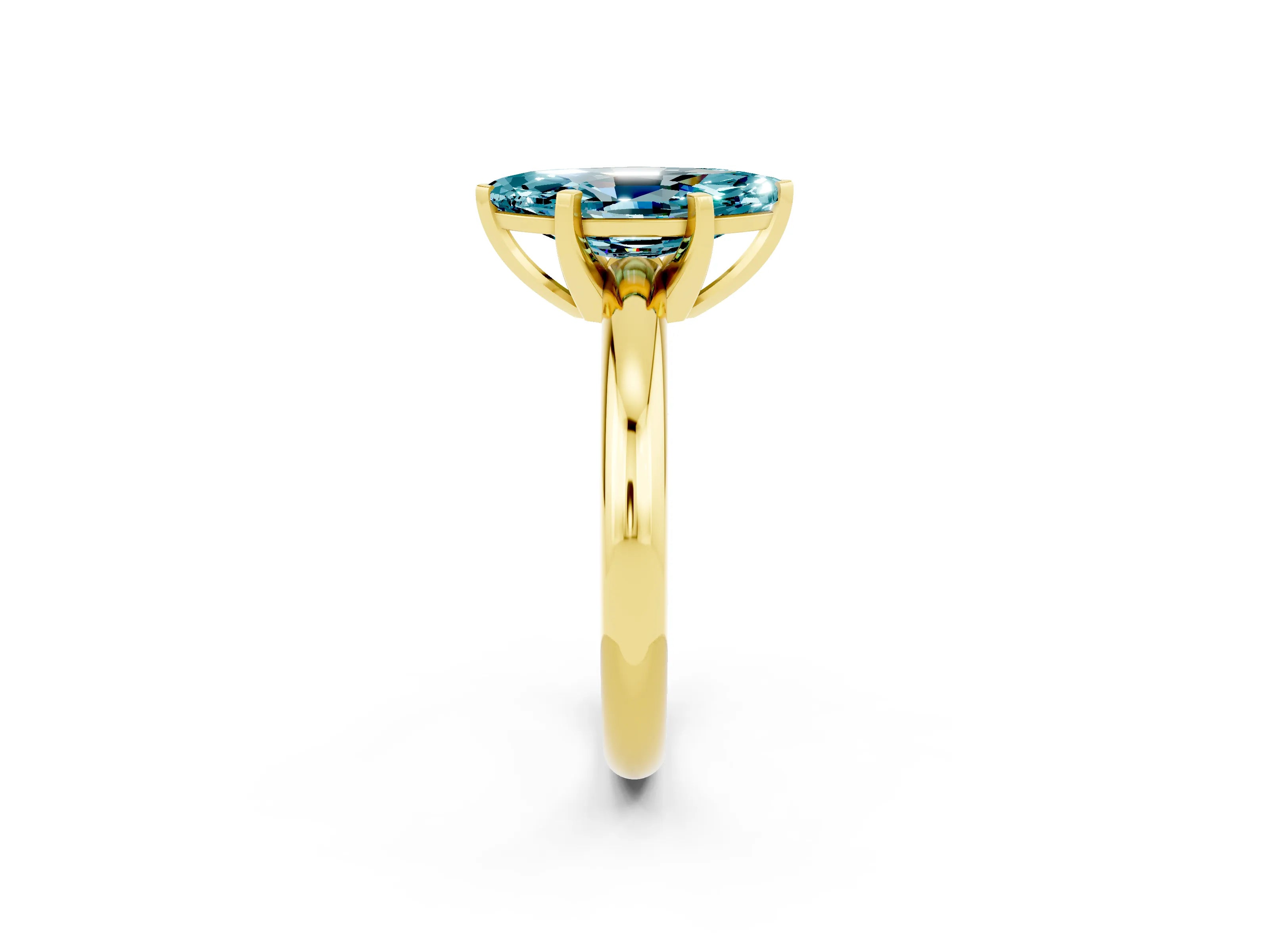 Yellow gold Marquise Cut Blue Topaz Solitaire Engagement Ring with Round Band and Four-Prong Setting_2