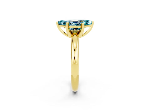Yellow gold Marquise Cut Blue Topaz Solitaire Engagement Ring with Round Band and Four-Prong Setting_2