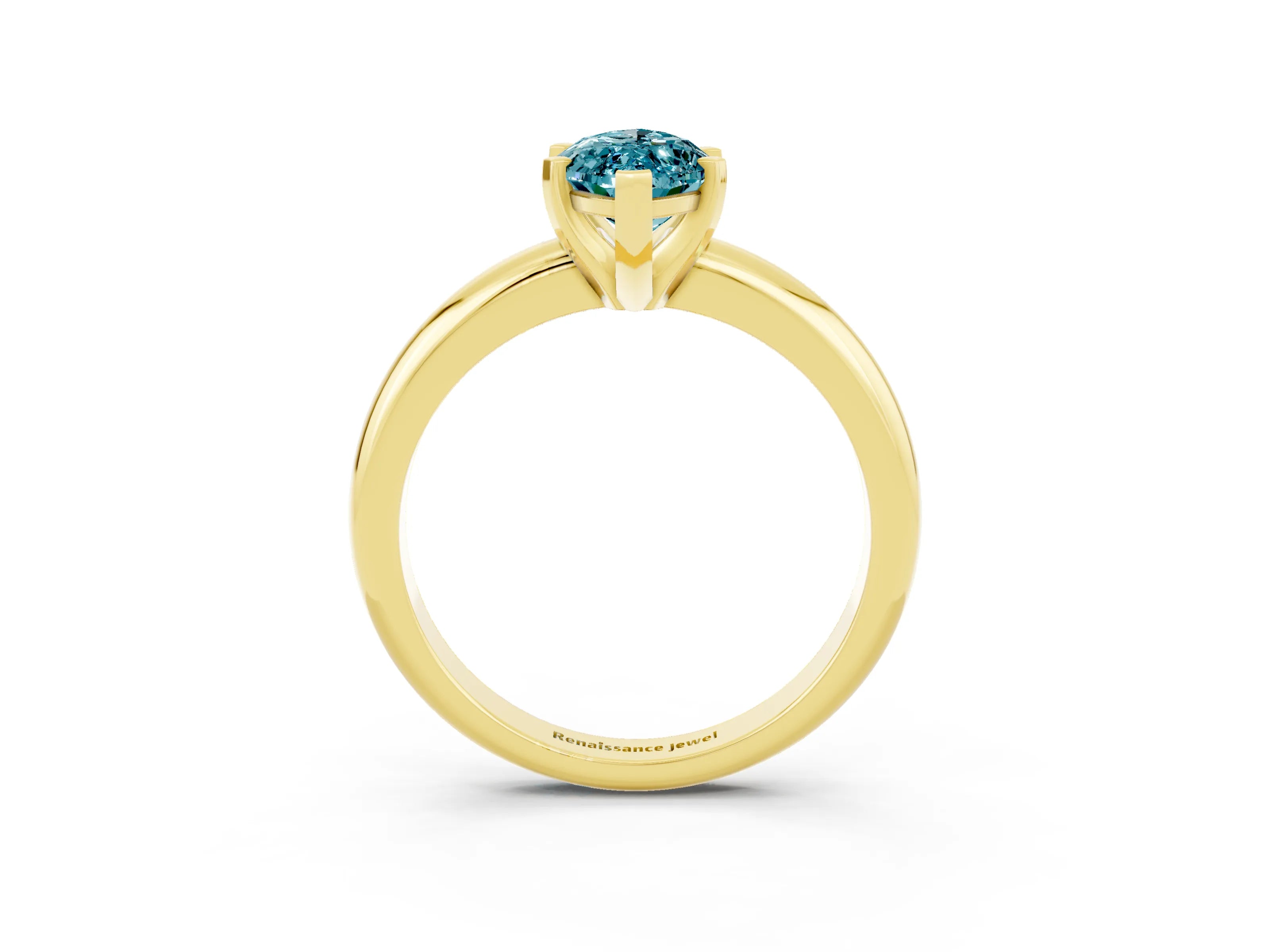 Yellow gold Marquise Cut Blue Topaz Solitaire Engagement Ring with Round Band and Four-Prong Setting_3