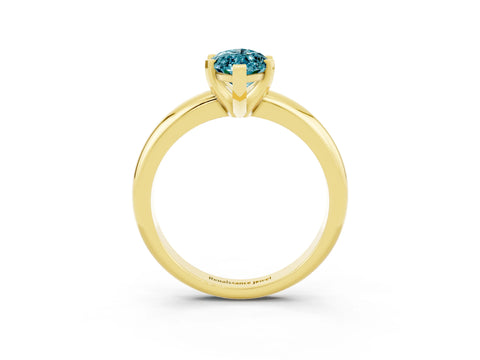 Yellow gold Marquise Cut Blue Topaz Solitaire Engagement Ring with Round Band and Four-Prong Setting_3
