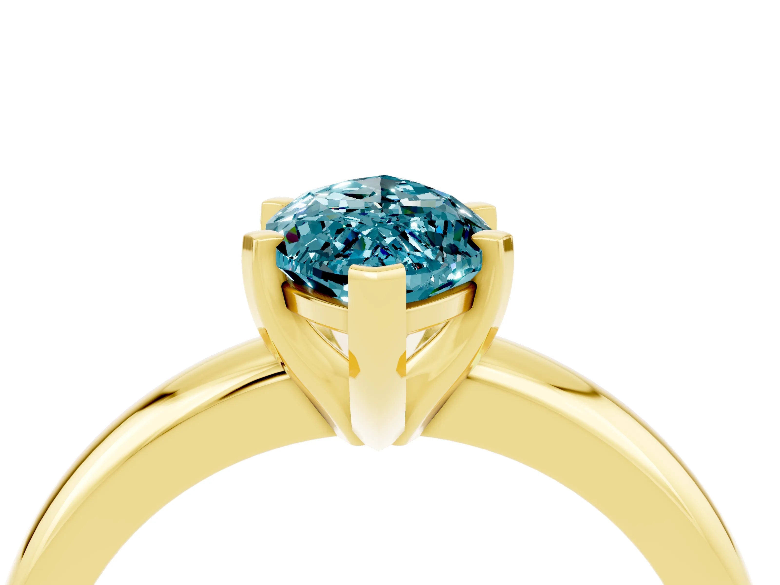 Yellow gold Marquise Cut Blue Topaz Solitaire Engagement Ring with Round Band and Four-Prong Setting_4