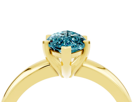 Yellow gold Marquise Cut Blue Topaz Solitaire Engagement Ring with Round Band and Four-Prong Setting_4