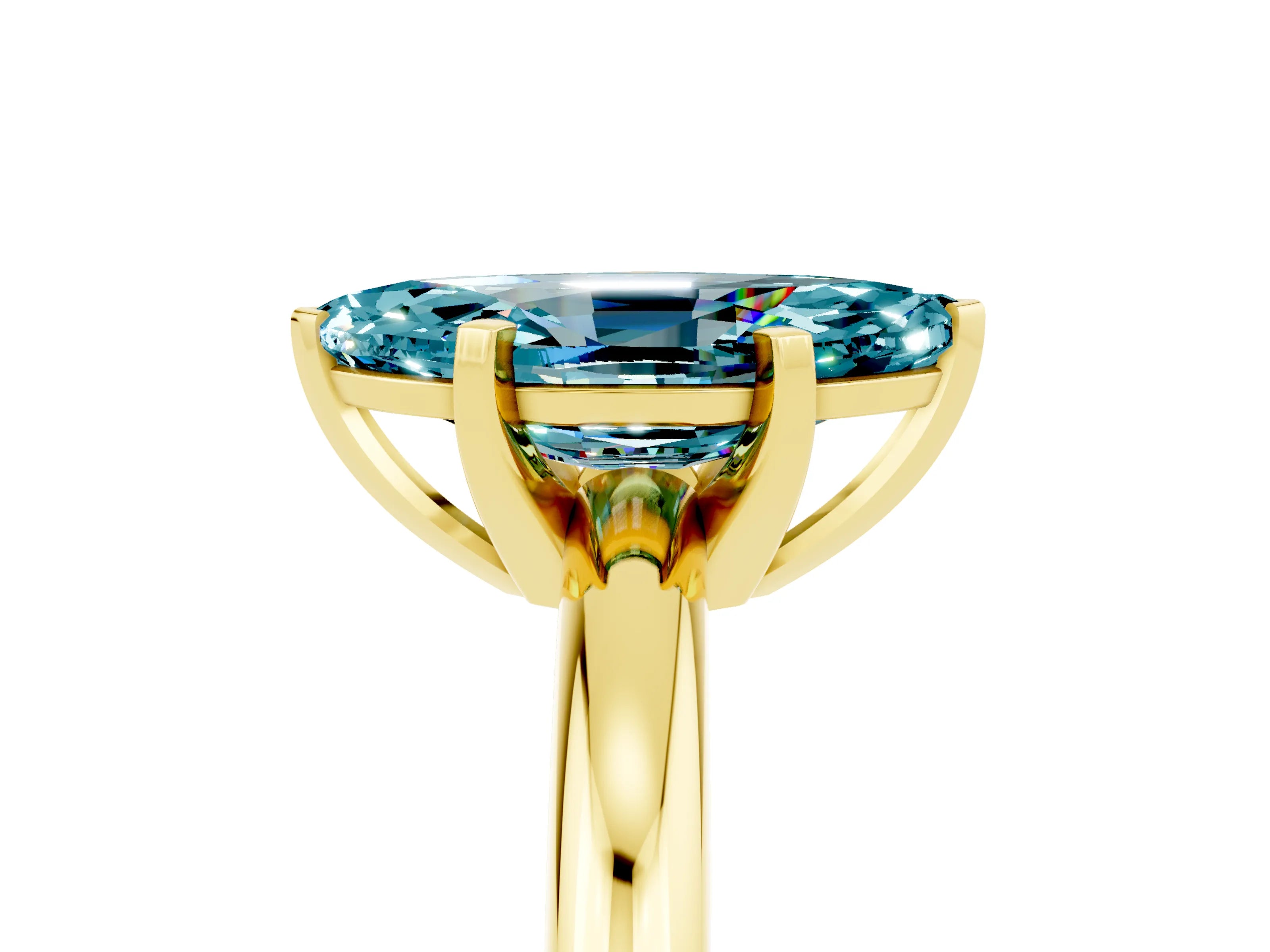 Yellow gold Marquise Cut Blue Topaz Solitaire Engagement Ring with Round Band and Four-Prong Setting_5