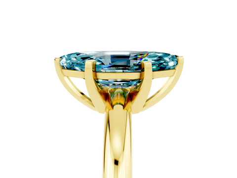 Yellow gold Marquise Cut Blue Topaz Solitaire Engagement Ring with Round Band and Four-Prong Setting_5