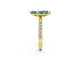 Yellow gold Marquise Cut Blue Topaz Solitaire Pavé Band with Four-Prong Setting_2