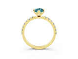 Yellow gold Marquise Cut Blue Topaz Solitaire Pavé Band with Four-Prong Setting_3