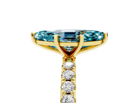 Yellow gold Marquise Cut Blue Topaz Solitaire Pavé Band with Four-Prong Setting_5