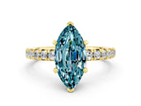 Yellow gold Marquise Cut Blue Topaz Solitaire Pavé Engagement Ring with Round Band and Prong Setting_12