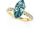 Yellow gold Marquise Cut Blue Topaz Solitaire Pavé Engagement Ring with Round Band and Prong Setting_13