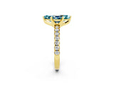 Yellow gold Marquise Cut Blue Topaz Solitaire Pavé Engagement Ring with Round Band and Prong Setting_14