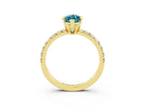 Yellow gold Marquise Cut Blue Topaz Solitaire Pavé Engagement Ring with Round Band and Prong Setting_15