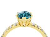 Yellow gold Marquise Cut Blue Topaz Solitaire Pavé Engagement Ring with Round Band and Prong Setting_16