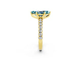 Yellow gold Marquise Cut Blue Topaz Solitaire Pavé Engagement Ring with Round Band and Prong Setting_68