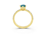 Yellow gold Marquise Cut Blue Topaz Solitaire Pavé Engagement Ring with Round Band and Prong Setting_69