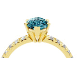 Yellow gold Marquise Cut Blue Topaz Solitaire Pavé Engagement Ring with Round Band and Prong Setting_70
