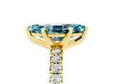 Yellow gold Marquise Cut Blue Topaz Solitaire Pavé Engagement Ring with Round Band and Prong Setting_71